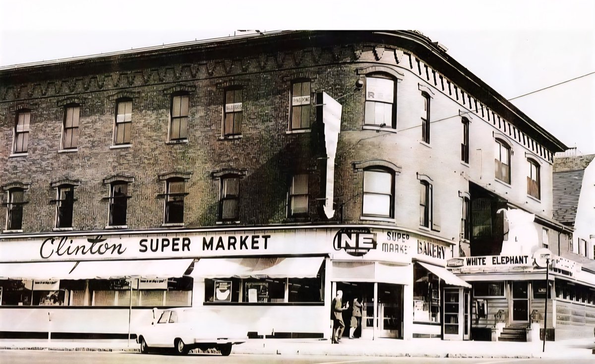 ClintonHistSoc's tweet photo. A more modern look at the Tyler Block and White Elephant Diner. https://t.co/knehmm4Dpv