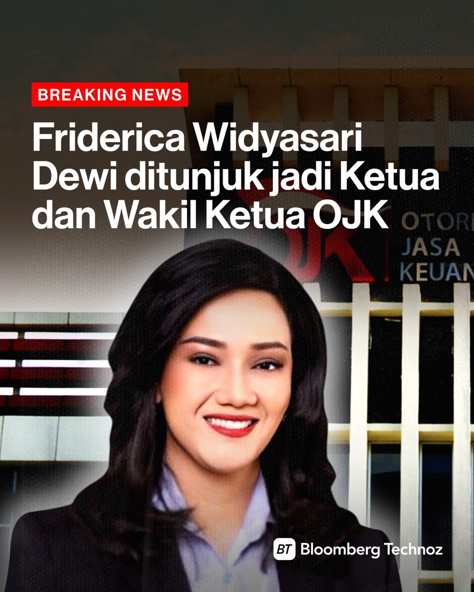 BloombergTZ's tweet image. OJK menunjuk Friderica Widyasari Dewi sebagai anggota Dewan Komisioner pengganti Ketua dan Wakil Ketua OJK, menggantikan Mahendra Siregar dan Mirza Adityaswara yang mundur usai IHSG melemah.

Simak selengkapnya: bloombergtechnoz.com/detail-news/98…
