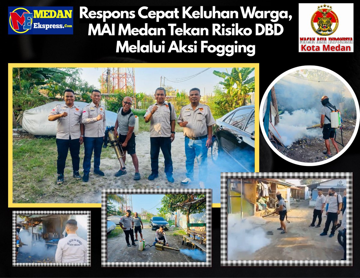 MedanEkspress's tweet photo. Respons Cepat Keluhan Warga, MAI Medan Tekan Risiko DBD Melalui Aksi Fogging https://t.co/Z0ADVjlaeb
#macanasia #medanekspress #maimedan #dbd #fogging @JuaraAsia @prabowo08 @prabowo @pemko_medan @prokopim_medan @dprdmedan1 https://t.co/YHc9YrmYb2