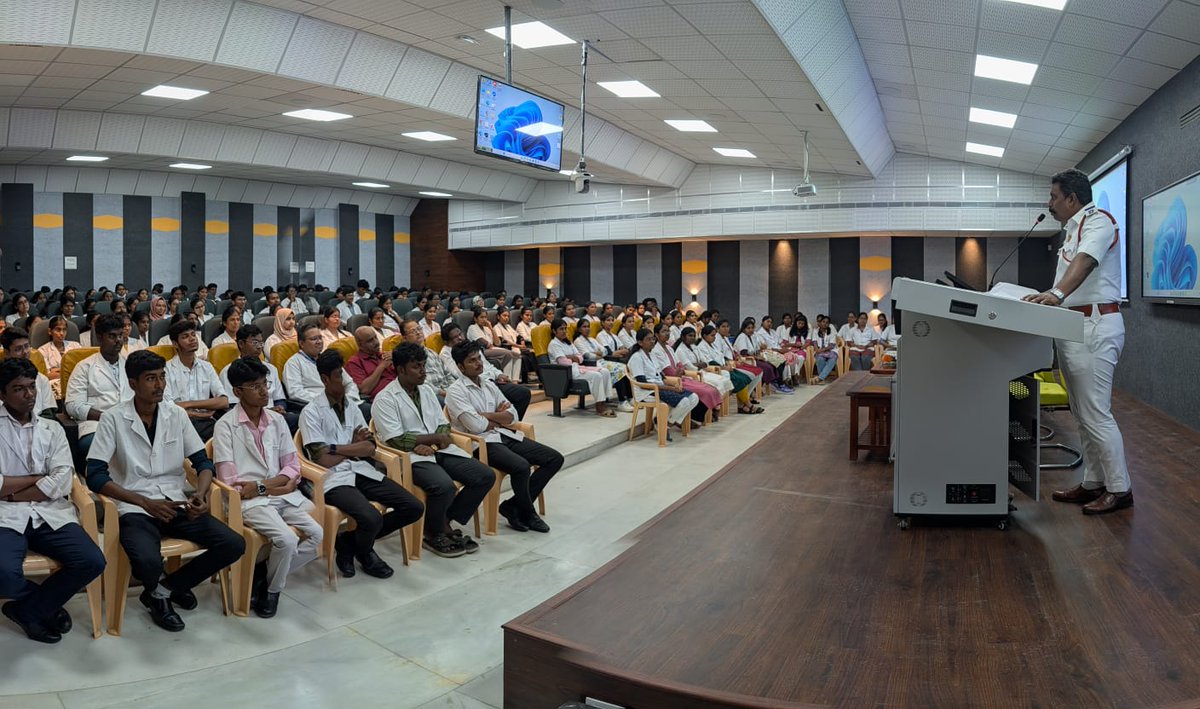 As part of National Road Safety Month 2026,  Traffic Awareness Sessions was  conducted at Vasavi School and Mahatma Gandhi Dental College by Traffic PS East.