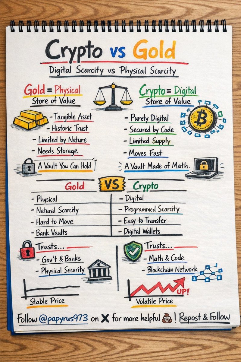 papyrus973's tweet photo. $Crypto vs $Gold https://t.co/06VH9EhIta