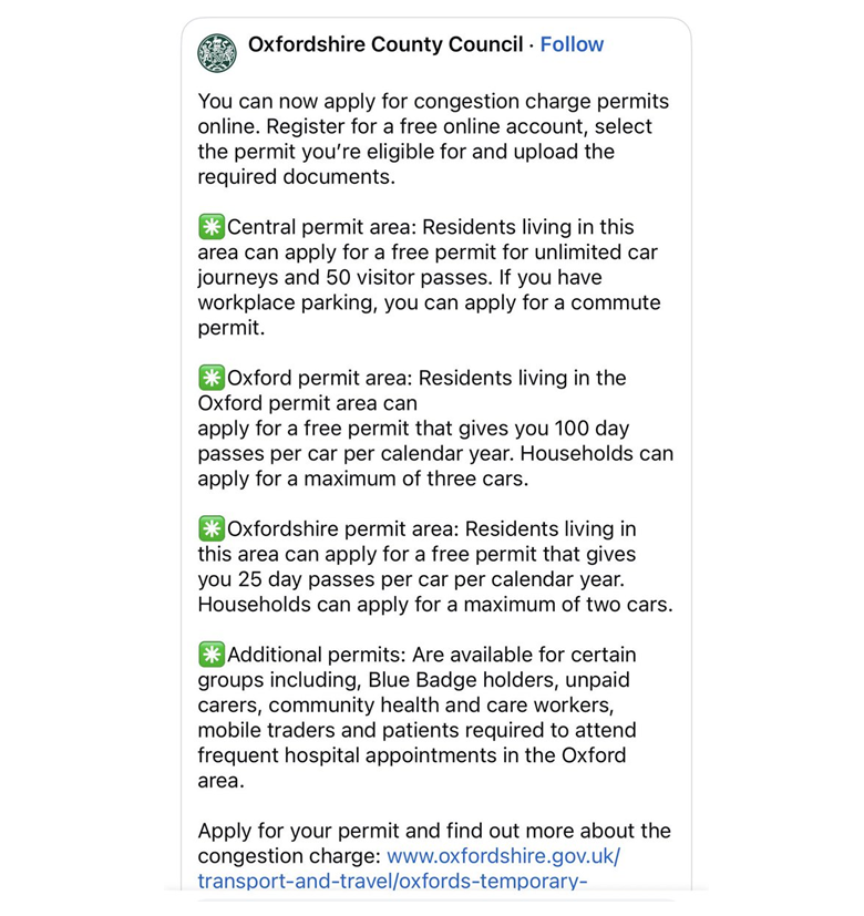 🚨NEW FASCIST TRAVEL LAWS IN UK - 15 MINUTE CITIES

Oxford is the first but more will soon follow:  

- You must apply for a PERMIT to leave your area 
- Commute PERMIT needed to travel to work 
- 50 visitor passes per year 
- 100 day passes per year

This is absolutely insane