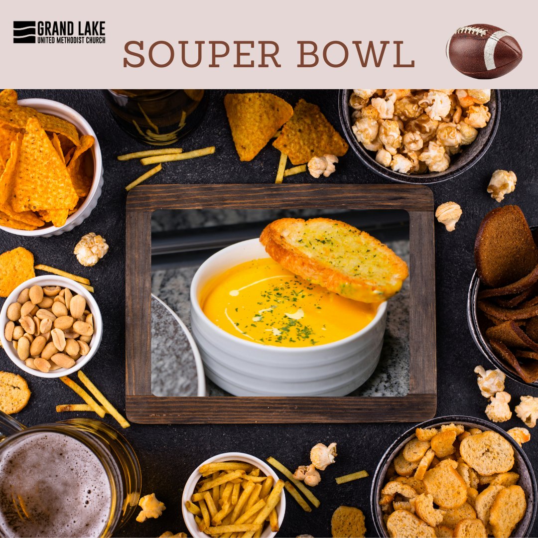 GrandLakeChurch's tweet photo. It’s time for our Souper Bowl Fundraiser, and we have two incredible soups drafted for your game-day weekend! 🏈🍲

🌐 Website: https://t.co/yLk5TQbE15

All proceeds support the CALL Backpack Program!

#CALLBackpackProgram #SouperBowlSunday #GrandLakeUMC https://t.co/nGSbVp8You