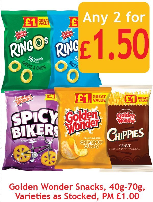 clydebankcoop's tweet image. 🥔 Snack time just got legendary!
Grab your crunchy favourites from Golden Wonder – perfect for lunchboxes, movie nights, or on-the-go munching 😋

💷 Price Marked £1.00 ➡️ Any 2 for £1.50
📦 40g–70g | Varieties as stocked

#SnackAttack #CrispLovers #Any2ForDeal #GoldenWonder