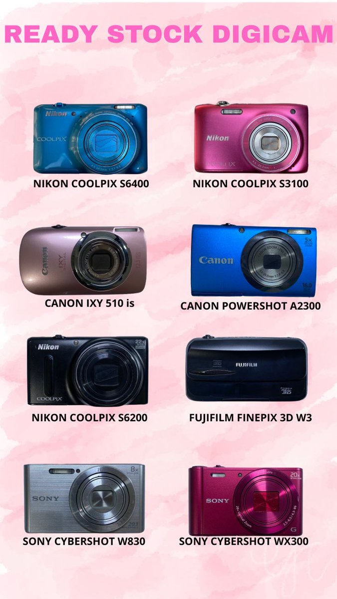 DM sudah normal
Kita ready 8 unit digicam
Bisa transaksi via shope atau cod jaksel dan tangsel.
Semua digicam yang kita jual sudah siap pakai sudah termasuk memory card.
Mau tanya lebih detail bisa dm.

Wts wtb digicam sony nikon canon fujifilm
