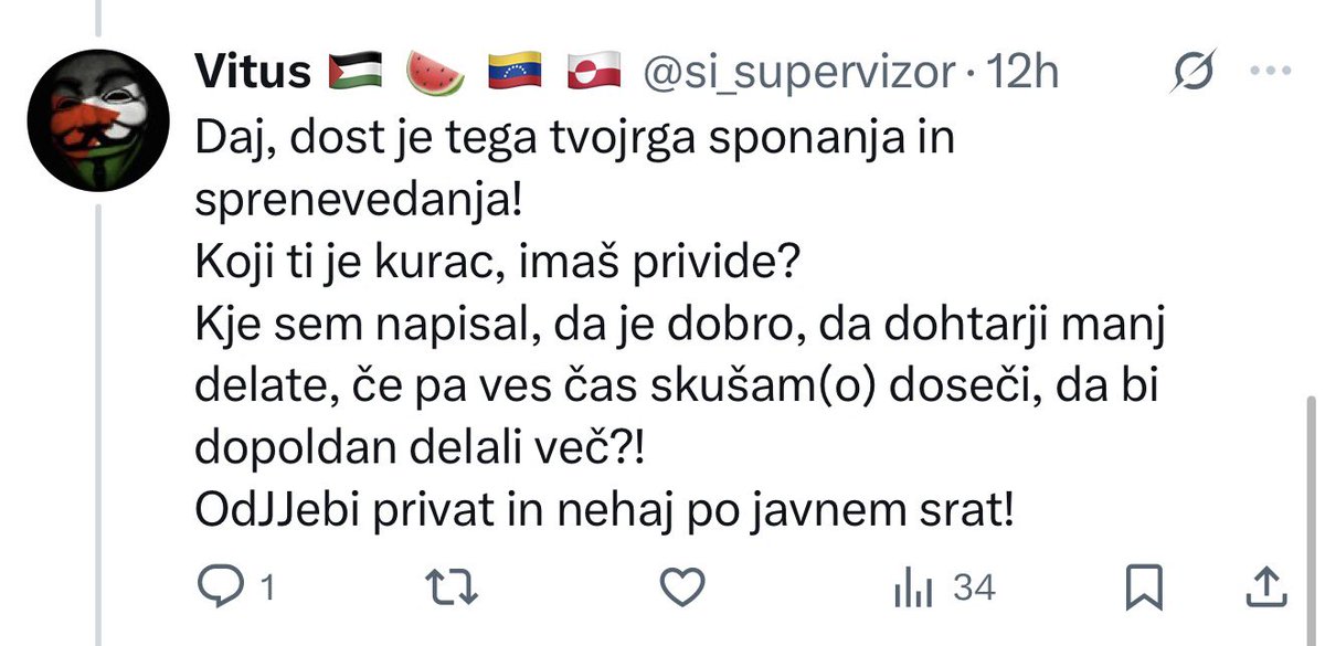 Potrebno je samo narediti logični preizkus bulšitanja, da se dokaže, da ljudje kot je <a href="/si_supervizor/">Vitus 🇵🇸 🍉 🇻🇪 🇬🇱</a> (👇) sovražijo bolnike, in da si želijo, da zdravniki manj delajo, ter da ljudje bolj umirajo.

1. Uradni podatki dokazujejo, da v Sloveniji podpovprečno število zdravnikov opravi