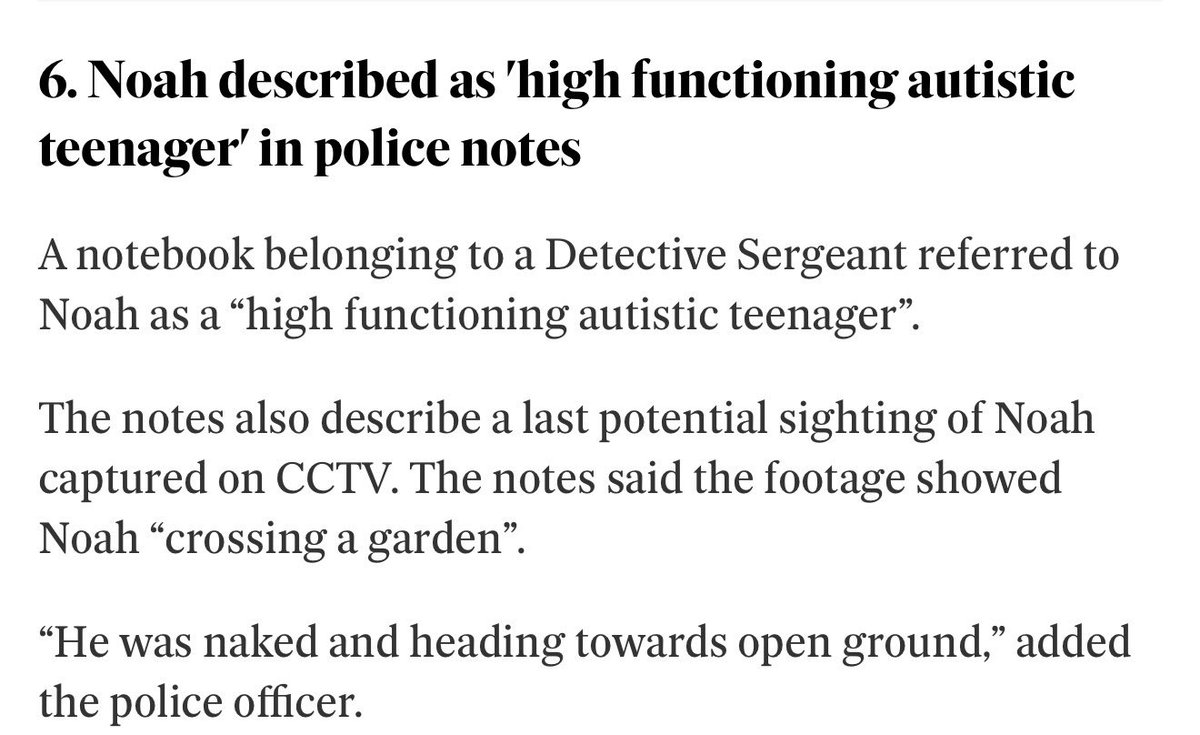 Key &amp; critical CCTV Missing -WHY? 
Officer’s notes describe last possible sighting, captured on CCTV…. 
Noah ‘crossing a garden’ ‘he was naked, heading towards open ground’
🚨🚨Why hasn’t this CCTV been shown before now? 🚨🚨Open ground also doesn’t suggest storm drain!
#Noah💙