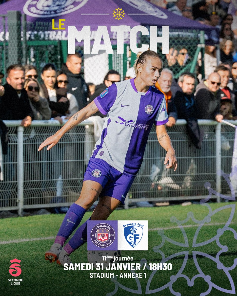 Nos Violettes 💜 jouent en fin de journée sur l'annexe 1 !

Une nouvelle rencontre importante dans leur course à la montée 💪

Go les encourager, billets à 5€ ⤵️
billetterie.toulousefc.com/fr/catalogue/m…

#SecondeLigue
