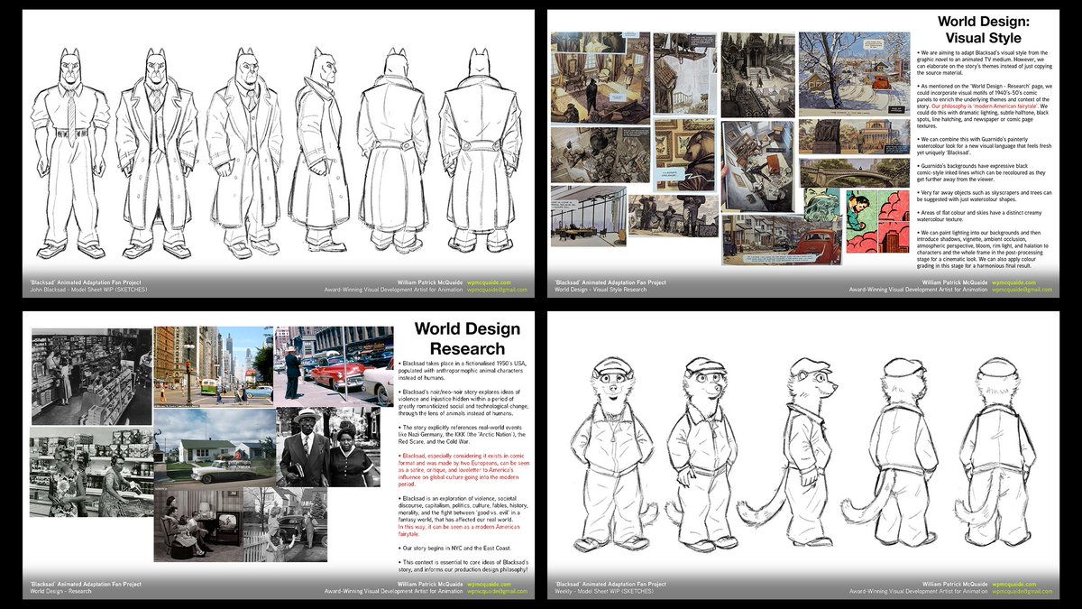 wpmcquaide's tweet image. 'BLACKSAD': ANIMATED ADAPTATION FAN PROJECT

Unofficial fan project based on 'BLACKSAD' (Dark Horse Comics, Juan Díaz Canales, Juanjo Guarnido).

Designed &amp;amp; art directed by William Patrick McQuaide for visual development portfolio.

#visdev #animation #visualdevelopment #blacksad