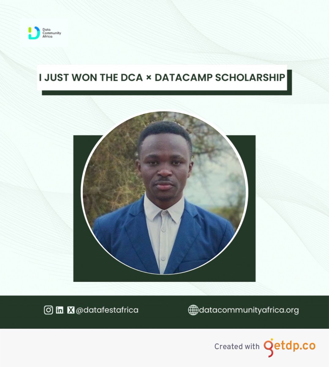 Neshy_Classic's tweet photo. “I just won the DCA × DataCamp Scholarship 🎉
I’ll be learning data analytics, data science, data engineering, and AI with @DataCommunityAfrica and @DataCamp. #DatacampDonates #DCADataCamp2026” https://t.co/RfA9fwFfE0