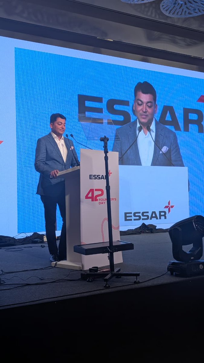 Essar's tweet photo. Essar's Founding Family members, Anshuman Ruia, Rewant Ruia, and Smiti Kanodia, share their reflections and insights during their address at the 42nd Essar Founder's Day.
#FocusOnFuture #EssarFoundersDay https://t.co/e3s3jUDFWe