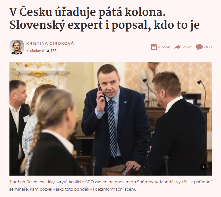 "Všichni lidé, jejichž politická kariéra stojí a padá s tím, že propagují ruský zahraničněpolitický zájem skrze šíření ruské propagandy, vám budou lhát do očí bez mrknutí oka. A to ve dne v noci, 24/7."
seznamzpravy.cz/clanek/domaci-…