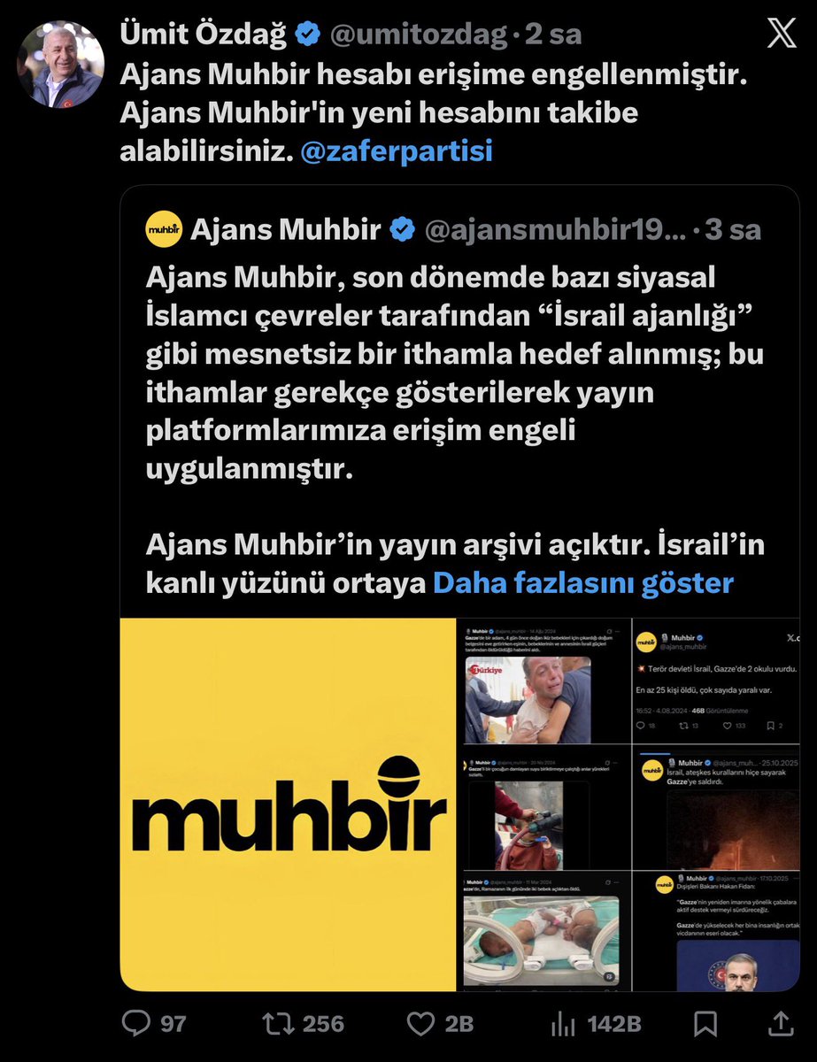 Ümit Özdağ isimli şahsın, İsrail yanlısı dezenformasyonları ve İslam düşmanı Türk olmayan kişileri desteklemesi ile bilinen AJANsMUHBİR’e takipçi toplamaya çalıştığı öğrenildi.