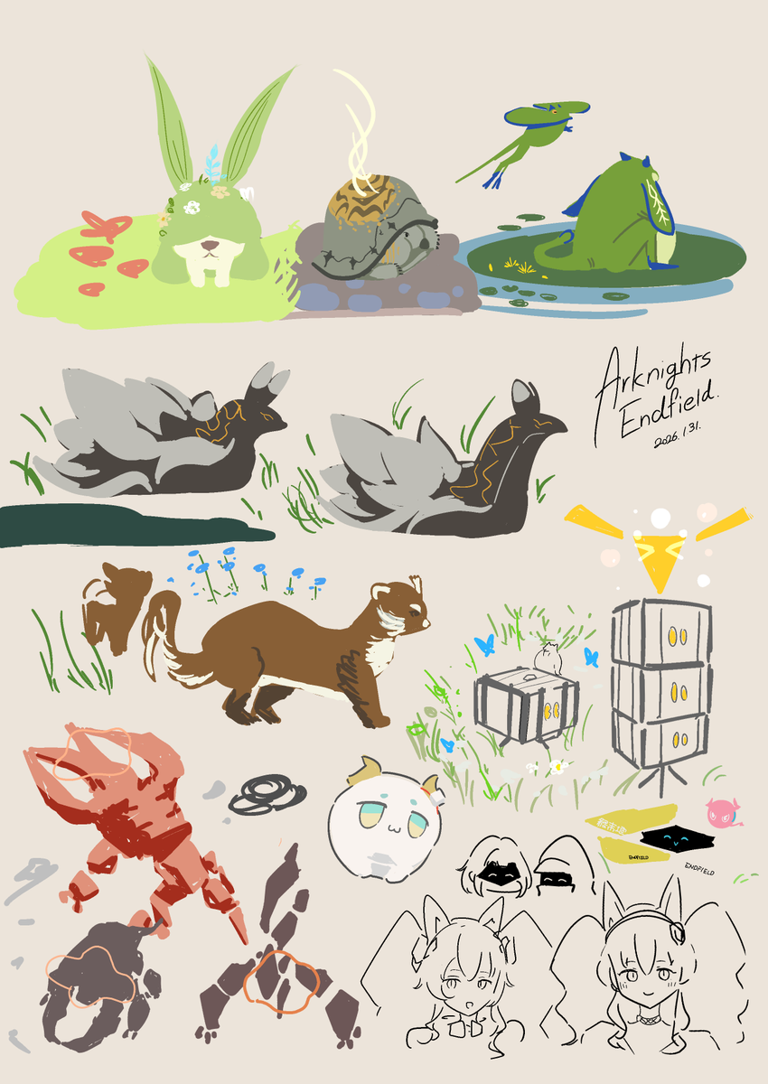 うおおおおおおお全然描き切れないけど可愛い生き物がいっぱいアークナイツエンドフィールド #Endfield 