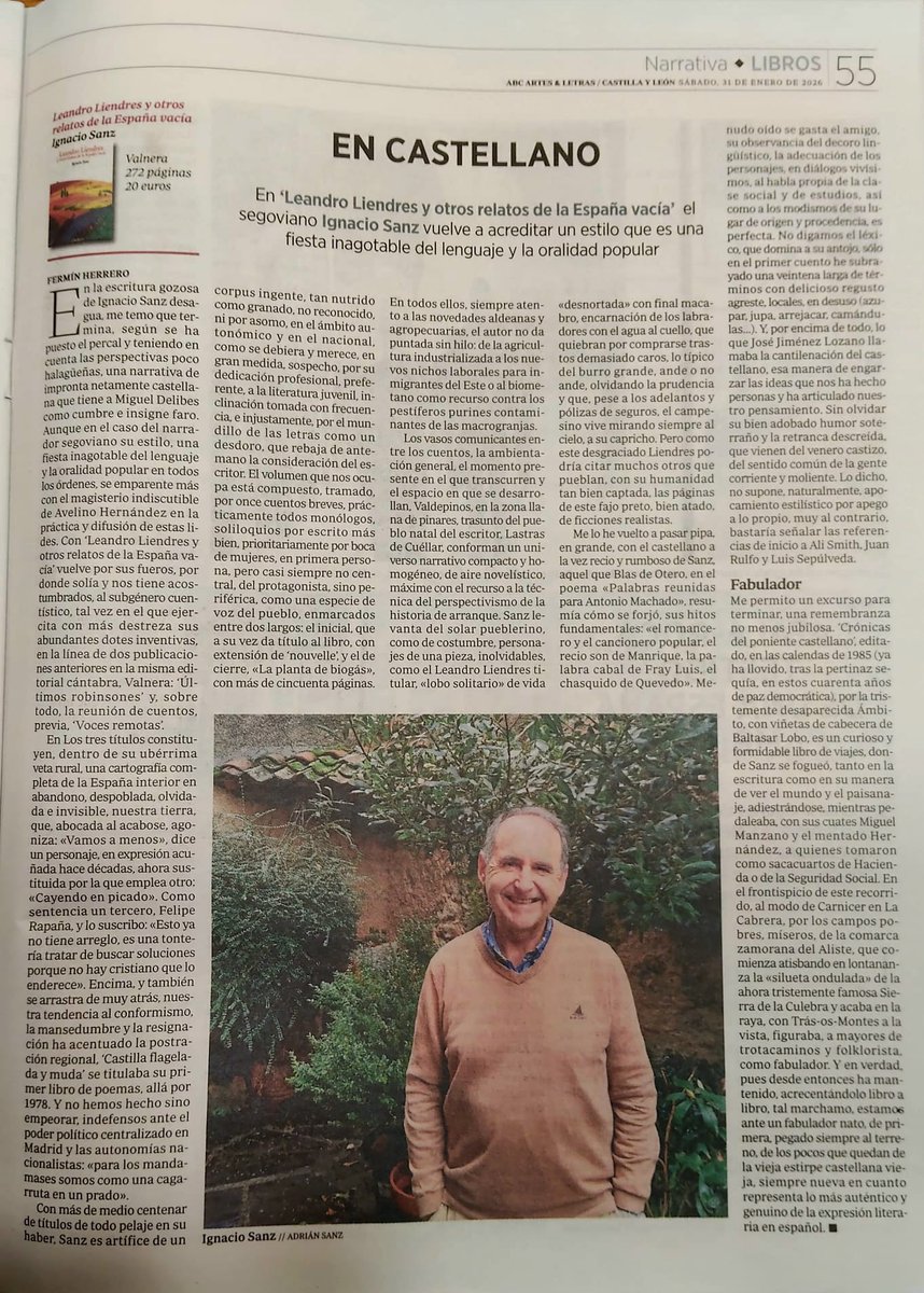 Hoy, en el ABC Cultural de CyL <a href="/ABC_Cultural/">ABC Cultural</a>, doble crítica de libros de Valnera: José Antonio Abella e Ignacio Sanz; Santa Selma y Leandro Liendres.