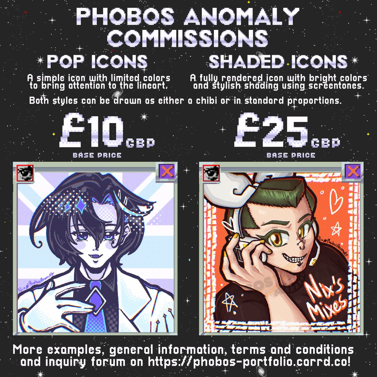 Phobos__Anomaly's tweet photo. Hi, I'm plugging commissions again as rent's coming out soon and it's gonna leave me a bit short throughout February! Please consider me, I work relatively fast and can guarantee a unique high quality product💫 

#commsopen #ArtCommission #smallartist https://t.co/2yxToLZDmp