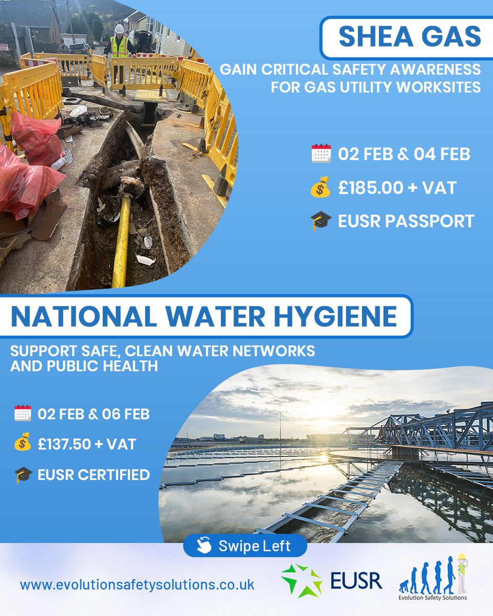 ESafetySolution's tweet photo. February Week 1 Training – Build Skills.Boost Safety.
Strengthen your workforce with accredited safety training designed to improve competence,confidence, and operational safety across UK utilities,construction, and high-risk sectors
Book now: https://t.co/od6em338hv
#SafetyFirst https://t.co/c0RAayzsqv