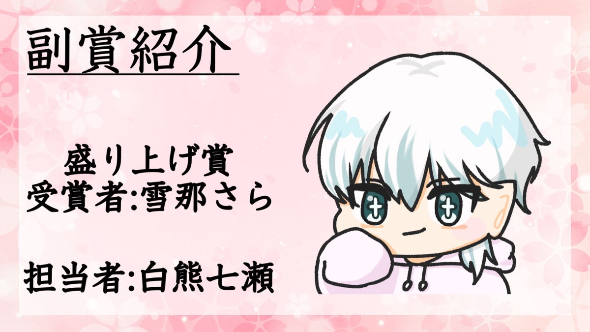 Haruka_Custom_'s tweet photo. 🌸第4回春華カスタム 盛り上げ賞🌸

【受賞者】
雪那さら #setunasara

担当者 / 白熊七瀬 #hgm_pooh 
#春華カスタム #VALORANT https://t.co/CdmHBniIlh