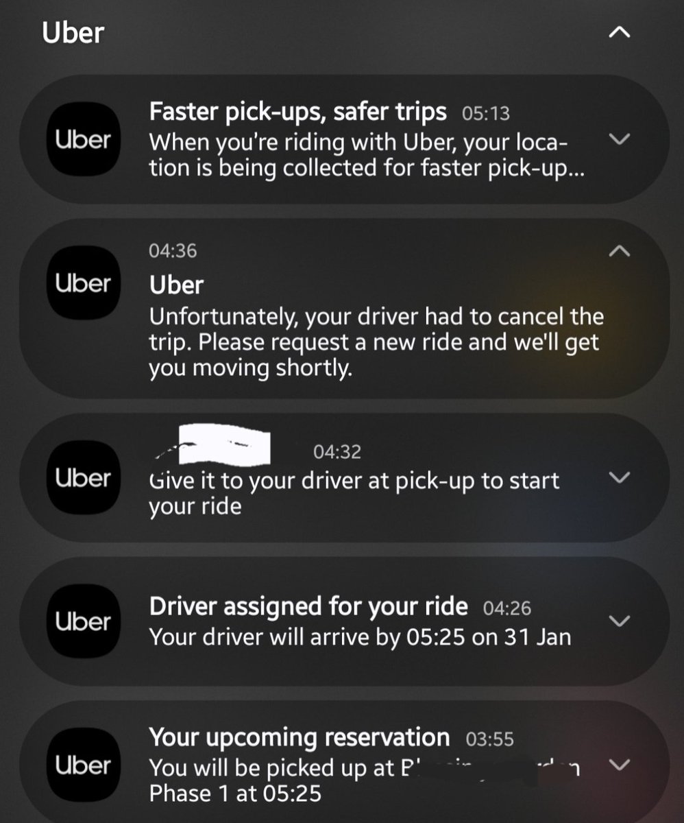 pjpringle's tweet image. @Uber confirmed booking pick up at 5.25am, driver assigned at 4.26am, driver cancels 4.36am. I get charged HK$110 cancelation fee for the drivers time (now refunded) and have no car for my trip.  #SCAM or #systembug