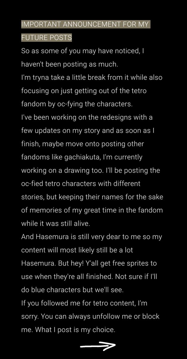 RUMMSTERR's tweet photo. Just a small announcement https://t.co/60Mavo8Iwr