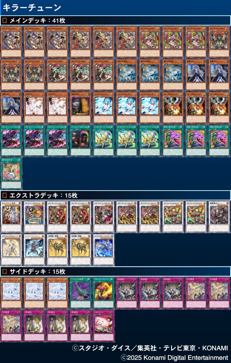 蓮祭　1/31
キラーチューン
1.ヤミーワンキル先○○
2.ヤミーエルフェン後×○×
3.キラーチューン後○×○
4.クラウンクラン先○○
5.キラーチューン先○×○
6.月光先○○
トナメ
1.VSK9先○○
2.キラーチューン先○×○
3.巳剣ライゼ後××

7-2で2位🥈
ランダム賞で蓮の当てたハルモニアも貰って爆勝ち