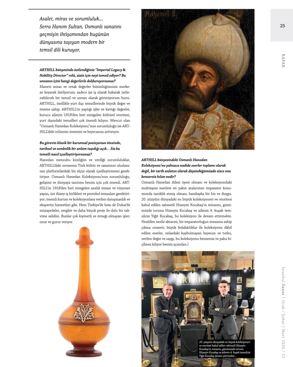 arthillgroup's tweet photo. "Serra Hanım Sultan ve Arthill'in Küresel Vizyonu"
İstanbul Sanat Dergisi | 22.Sayı

2026 Yeniyıl özel sayısında "Arthill ve Serra Hanım Sultan"ı kapak konusu yaparak sayfalarına taşıyan İstanbul Sanat Dergisi Ailesine teşekkür ederiz. https://t.co/YFLUgSf03l