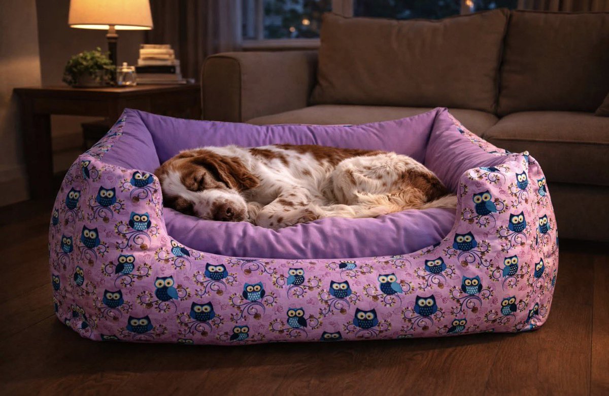 Unser Hundebett Eule Flieder lädt zum Einkuscheln ein – weich gepolstert, stabil am Rand und einfach perfekt für entspannte Abende im Wohnzimmer. Ein Ort zum Träumen, Dösen und Wohlfühlen. 💜

🐾 Pfötchenalarm – Handgemacht im Bergischen Land