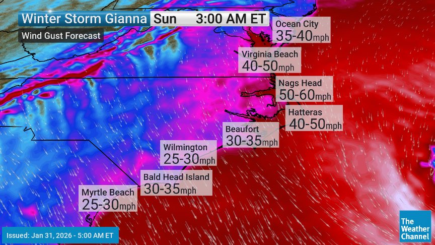 CharlesPeekWX's tweet image. ❄️ Saturday Morning Update: Winter Storm #Gianna

Gianna is developing into powerful bomb cyclone, bringing potentially historic conditions to the Carolinas. 

Heavy snow accumulation are expected. Expect 8–12” along the coast and 4–8” for inland metros like Raleigh and Columbia.