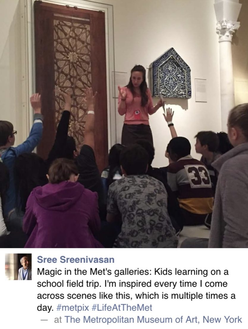 sree's tweet photo. @metmuseum @arielestrada I used to call such moments "magic in the Met galleries." Thank you, @metmuseum for magical #3metyears. https://t.co/RmOlzAIzPr