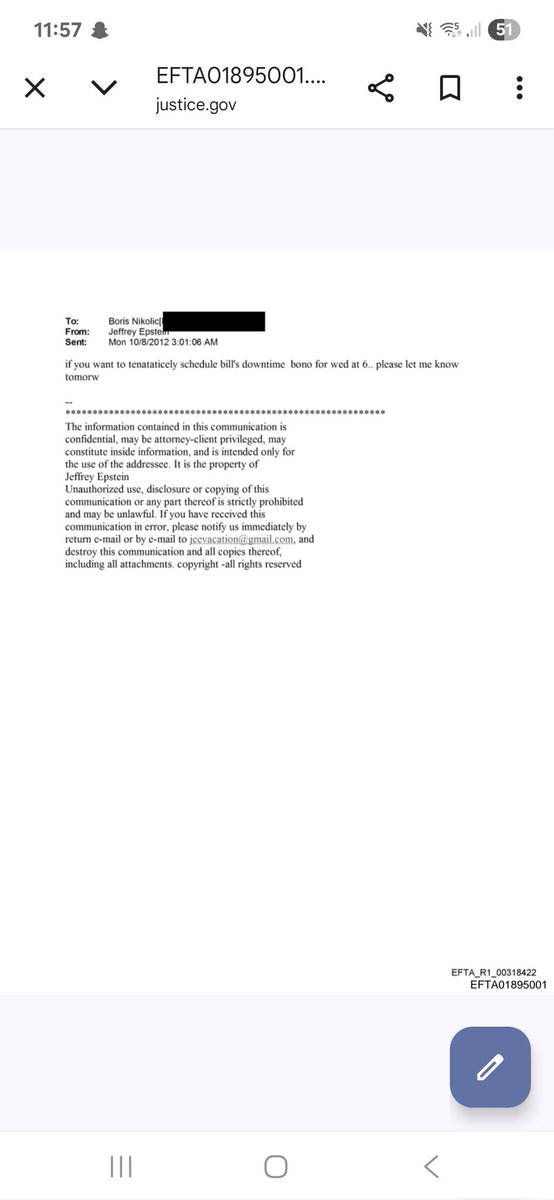 Mickbraz1's tweet image. A very quick look at the Epstein files shows Bono was very popular with the paedophile and his associates. 🧵1/3