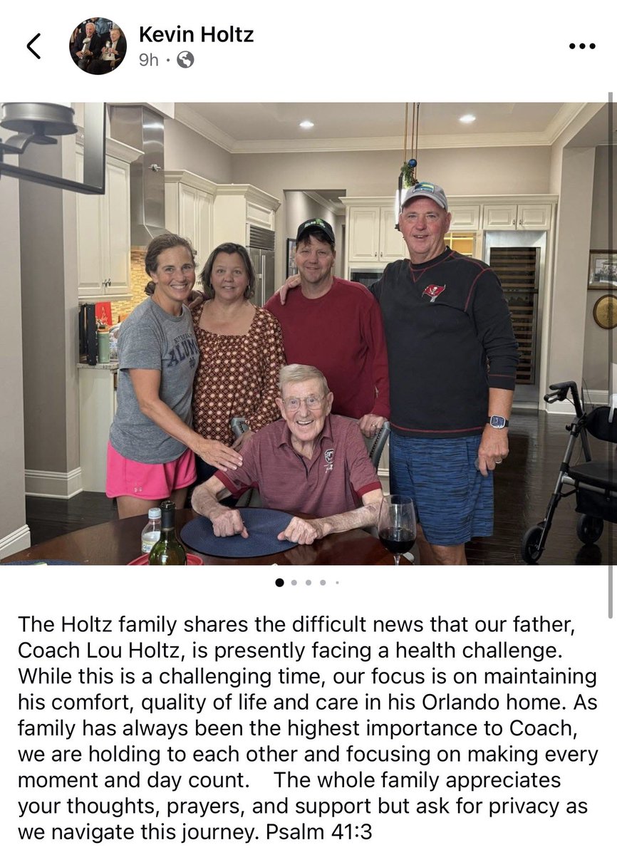 k_sutherlandAR's tweet photo. Statement from Lou Holtz’s son, Kevin Holtz, on Facebook. https://t.co/S1ZQEeyCsF