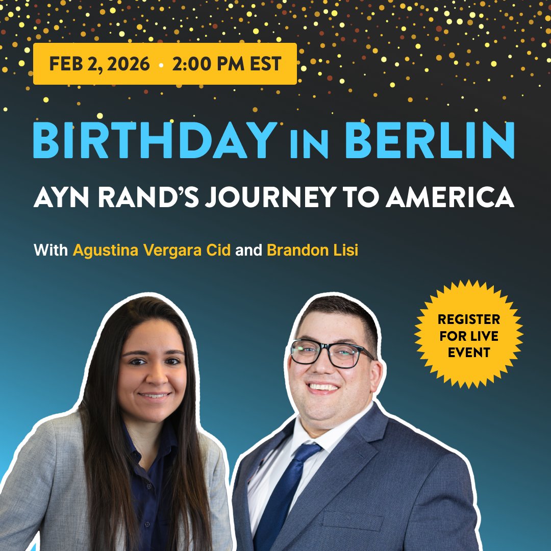 Ayn Rand once described leaving Soviet Russia for America as feeling like she was “walking on air.”
This February 2, join us for a special birthday celebration exploring the moment she first stepped into freedom.
▶ Register for the event: hubs.la/Q040z2mk0