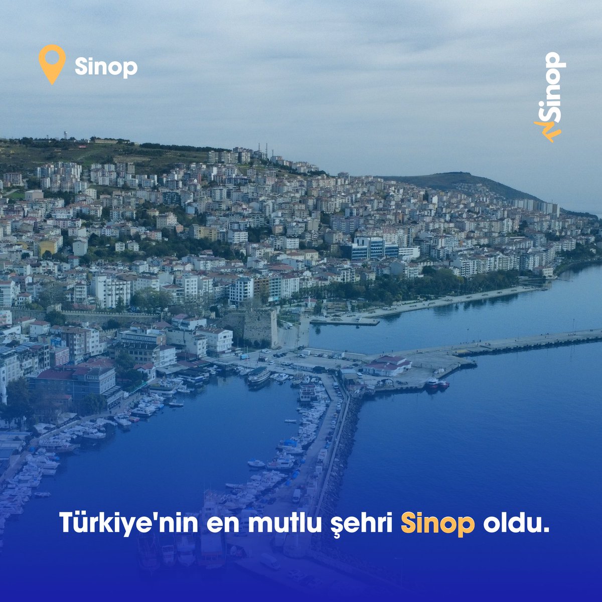 TÜİK Yaşam Memnuniyeti Araştırması'na göre Türkiye'nin en mutlu şehri Sinop oldu.
TÜİK tarafından açıklanan verilere göre mutluluk oranı en yüksek 10 il şöyle sıralandı:

Sinop - %77,66

Afyonkarahisar - %76,43

Bayburt - %75,91

Kırıkkale - %75,48