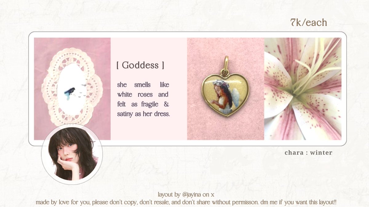 jayina's tweet image. help rt boleh kak? akunku ga masuk ht🥲

#zonauang halo... jayi ada 6 layout ready stock dgn chara wonyoung, winter, ningning, go younjung. harga sudah tertera di gambar ya. yuk jajan🥰☝️