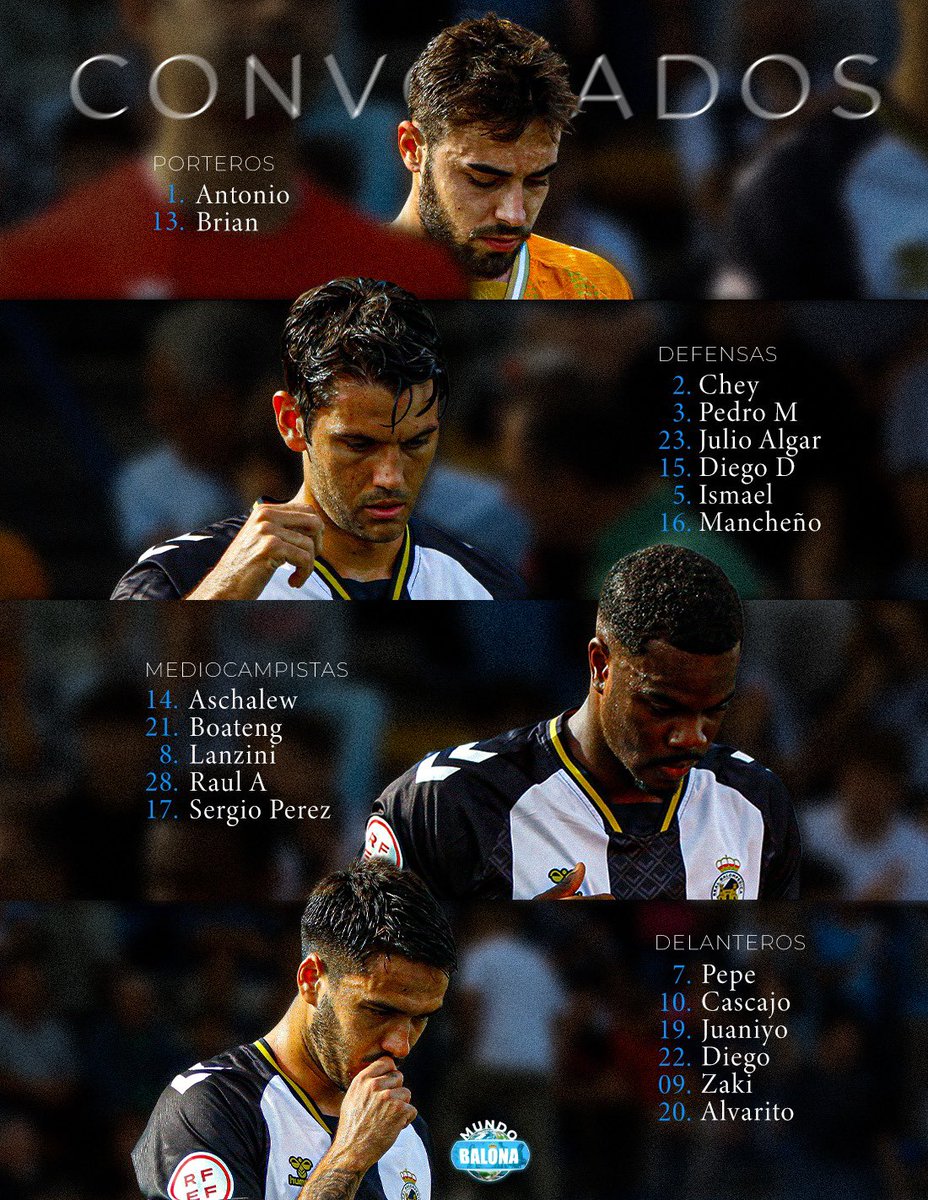 MundoBalona's tweet photo. CONVOCATORIA

🛡️ Estos son los 19 guerreros que defenderán el escudo de la recia en el Campo Federativo José Martínez “Pirri” a las 16:30 frente al filial ceuti.

🏥 Es baja David Muñoz por acumulación de tarjetas, Ruben y Adri por lesion y Leo Valiente por decisión técnica. https://t.co/1iQXHSlTmd