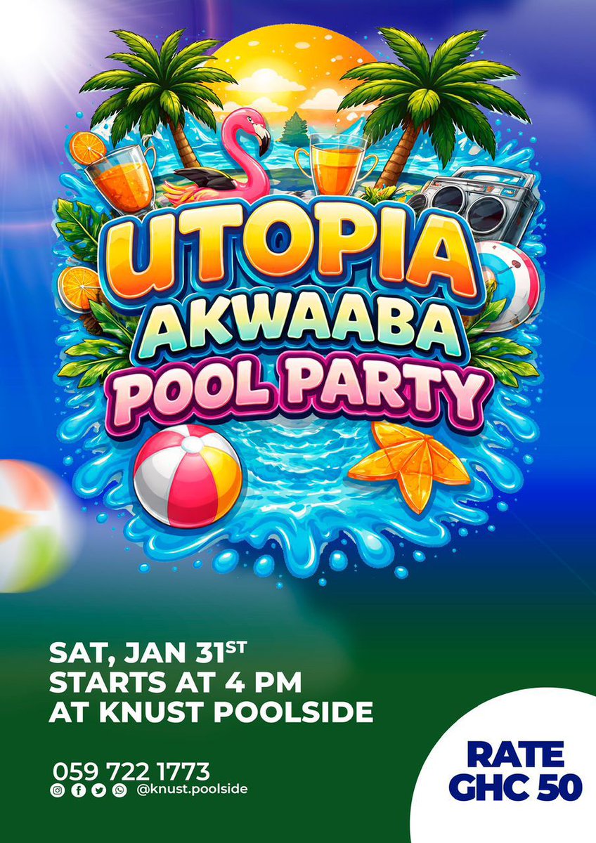 barima_ofori's tweet photo. When music meets the right environment, everything changes 🎶See you poolside. #UTOPIA26 #KNUSTPoolSide https://t.co/x27AcVCWZJ