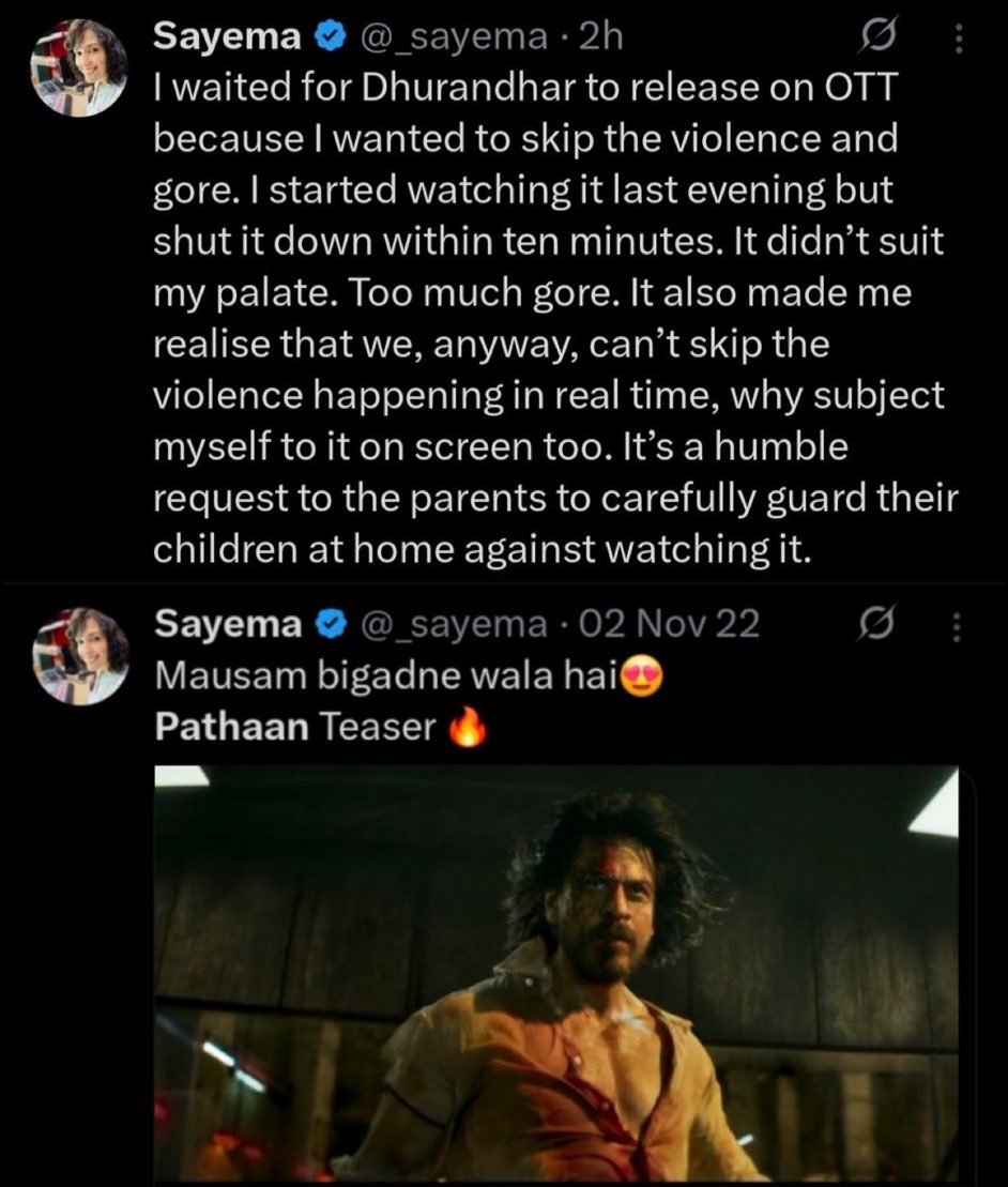 In the first 10 minutes of Dhurandhar, there is only one gory scene. The scene in which Rupin Katyal's throat was slit. As far as I remember, he was the only casualty of 1999 Plane Hijack. But this doesn't suit <a href="/_sayema/">Sayema</a> palate, because it was the truth. The other thing that