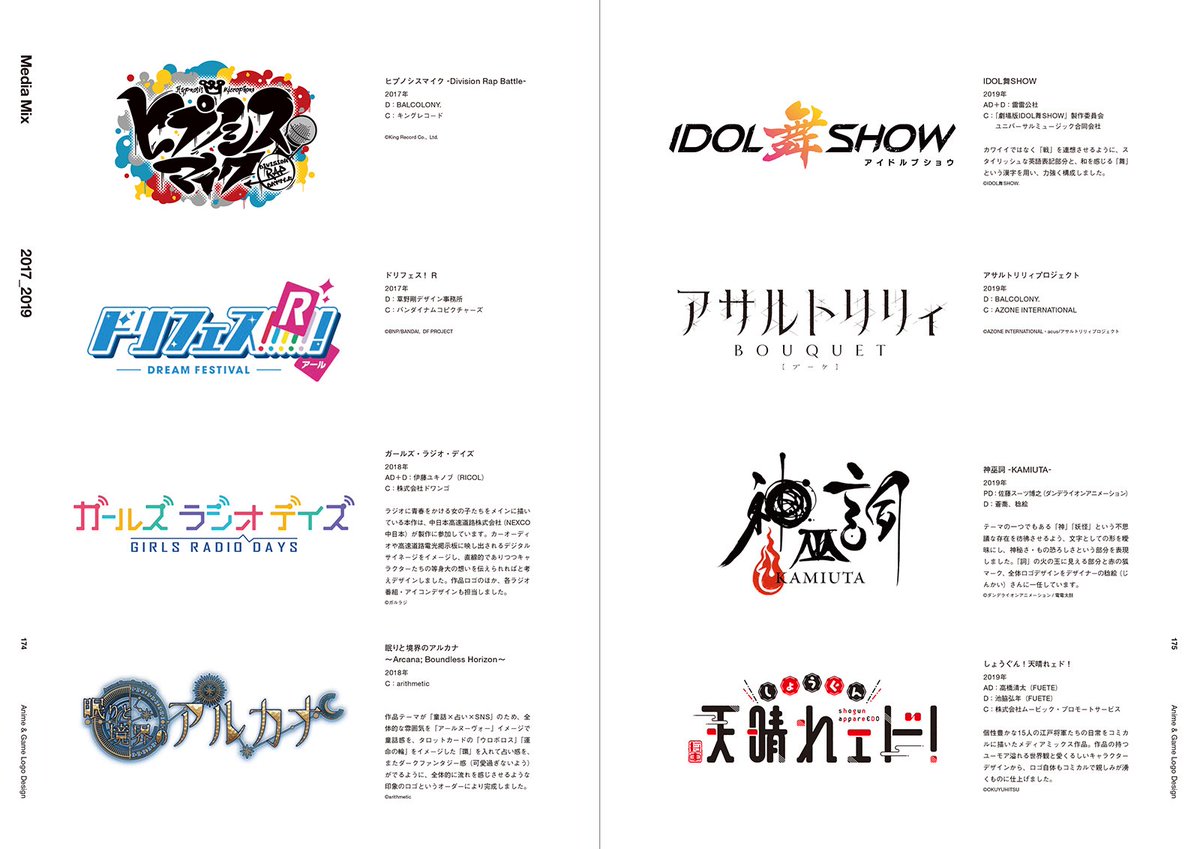 『閃光のハサウェイ』だけでなく、テレビ、劇場アニメ、ゲーム、Vtuberのロゴまで、デザイナー自身によるコメント付きで年代順に掲載されています。
特定のデザイナー作品にスポット当てたものでなく、ただフラットにロゴデザインが年代順に並んでいる、この本から見えてくるものあると思いますよ