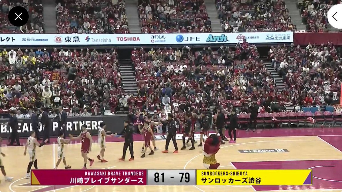 残り1.4秒で決めきり大勝利！！🏀
最後までどっちに転ぶか分からなくて手汗が凄かった（笑）
これがあるから応援し続けたくなるんだよねぇ😆

 #川崎ブレイブサンダース