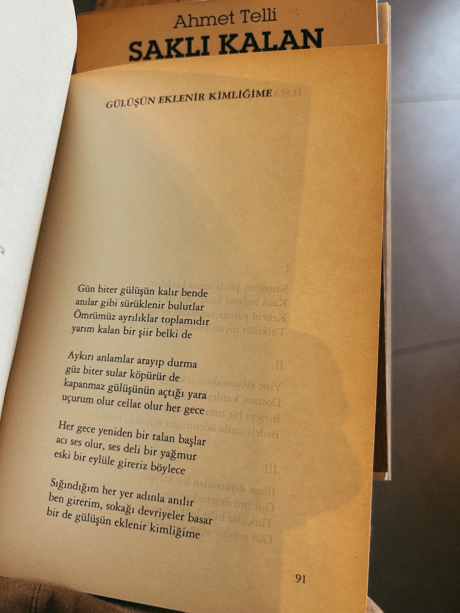 güz biter sular köpürür de 
kapanmaz gülüşünün açtığı yara 

ahmet telli