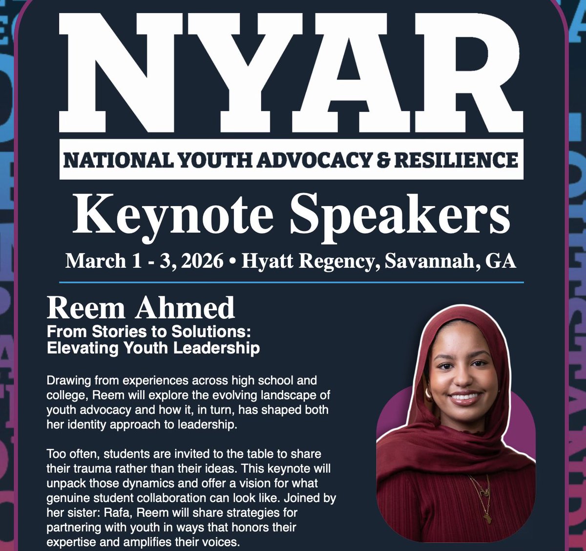 We’re ecstatic to see Rally alum Reem as the featured opening speaker for the 2026 <a href="/nyarconference/">NYAR Conference</a>. Attendees are in for something truly special.

From seat to the stage elevating and promoting the purpose of the Rally positive youth action.  #RallyProud
