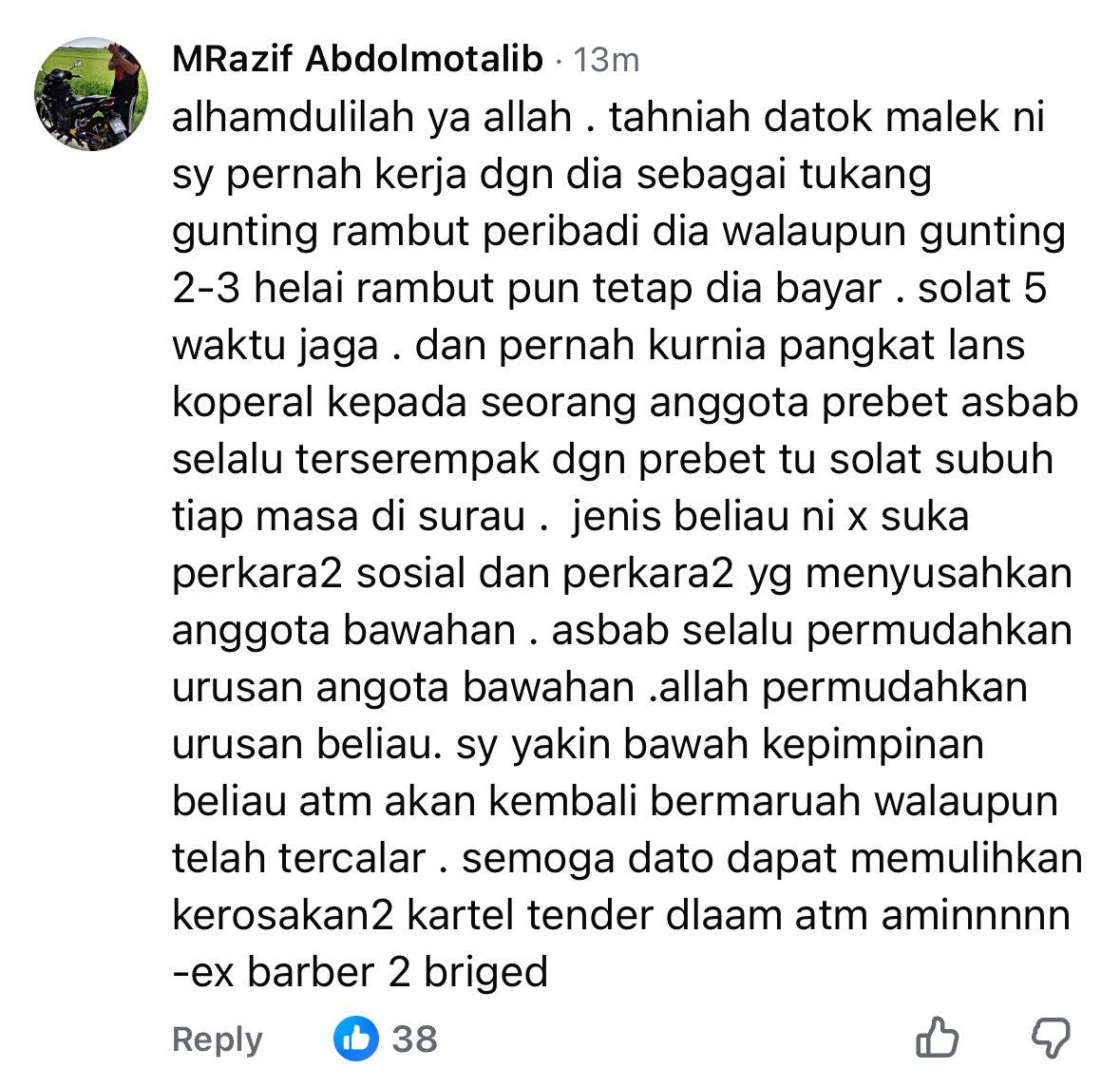 jllmisai's tweet photo. Semoga dengan pelantikan Panglima ATM baru ni dapat bersihkan semua ahli kartel tender dan kartel yeye dalam jabatan..🤔 https://t.co/IXHUtYHLuy