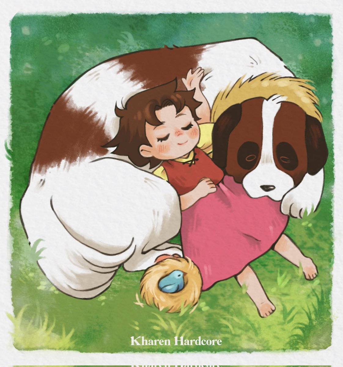 Heidi ( アルプスの少女ハイジ ) 
🐐🌼🌿🐦
Nap time with Joseph (Niebla in Spain 🥹 )
🌸
.•
#heidi #classicliterature #illustration #IsaoTakahata #digitalart