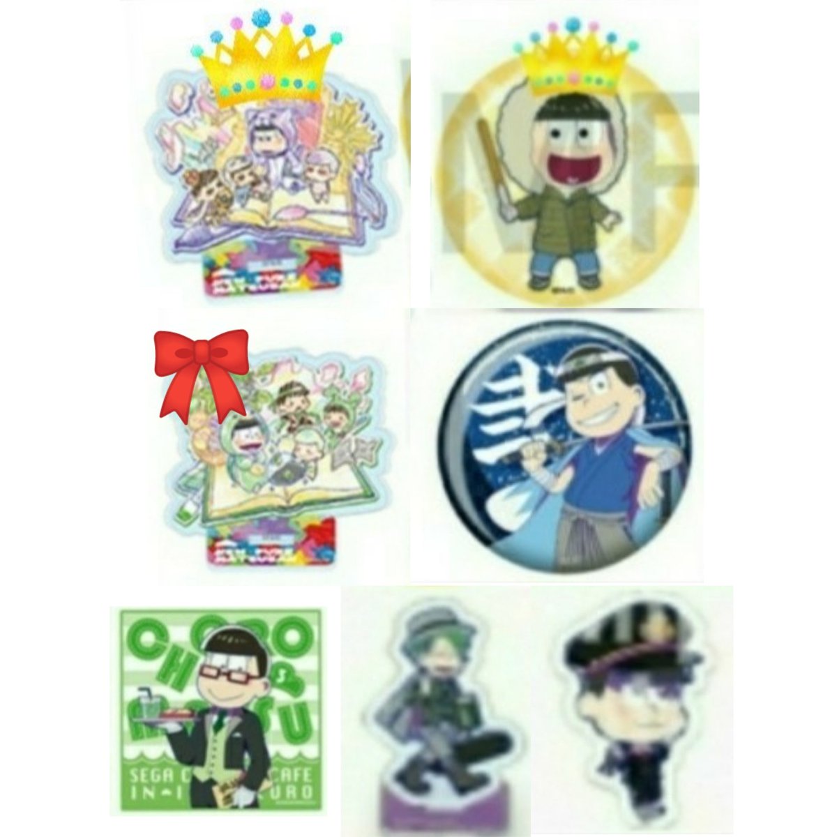 Usagi_Shigure's tweet photo. 【交換・譲渡】おそ松さん 缶バッジ アクキー ラバスト チャーム コースター ポストカード ブロマイド 紙類

求)画像１・２＞記載金額+送料

譲)ツリー下のおそ松・カラ松・チョロ松・一松・十四松・トド松

詳細は画像３に記載しております。
難しいとは思いますがよろしくお願い致します。

↓ https://t.co/VPf8nv9h8C