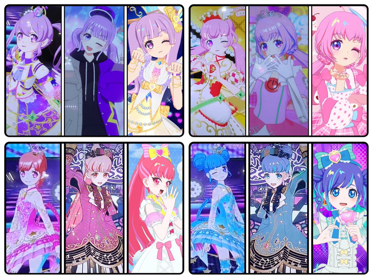 プリチャンからの子！
他にもいるけど、とりあえず４人！

プリパラの頃は、マイキャラじゃなくて自分が見た目変えてやってる設定だった　笑

イメチェンしながらだけど、何年も一緒にいるんだよね…なんか感動！✨

みんな可愛い💕