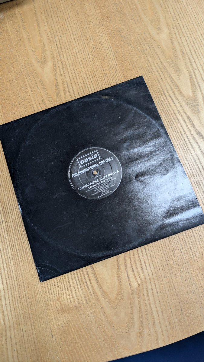 <a href="/oasis/">Oasis</a> Cum On Feel The Noize with Champagne Supernova (Lynchmob Beats Mix) on B-Side
Original 1995 12" promo.
Wasn't the sort of music I played at the time so probably only played a handful of times.
£95 - this'll be the cheapest you find I think
RTs appreciated
