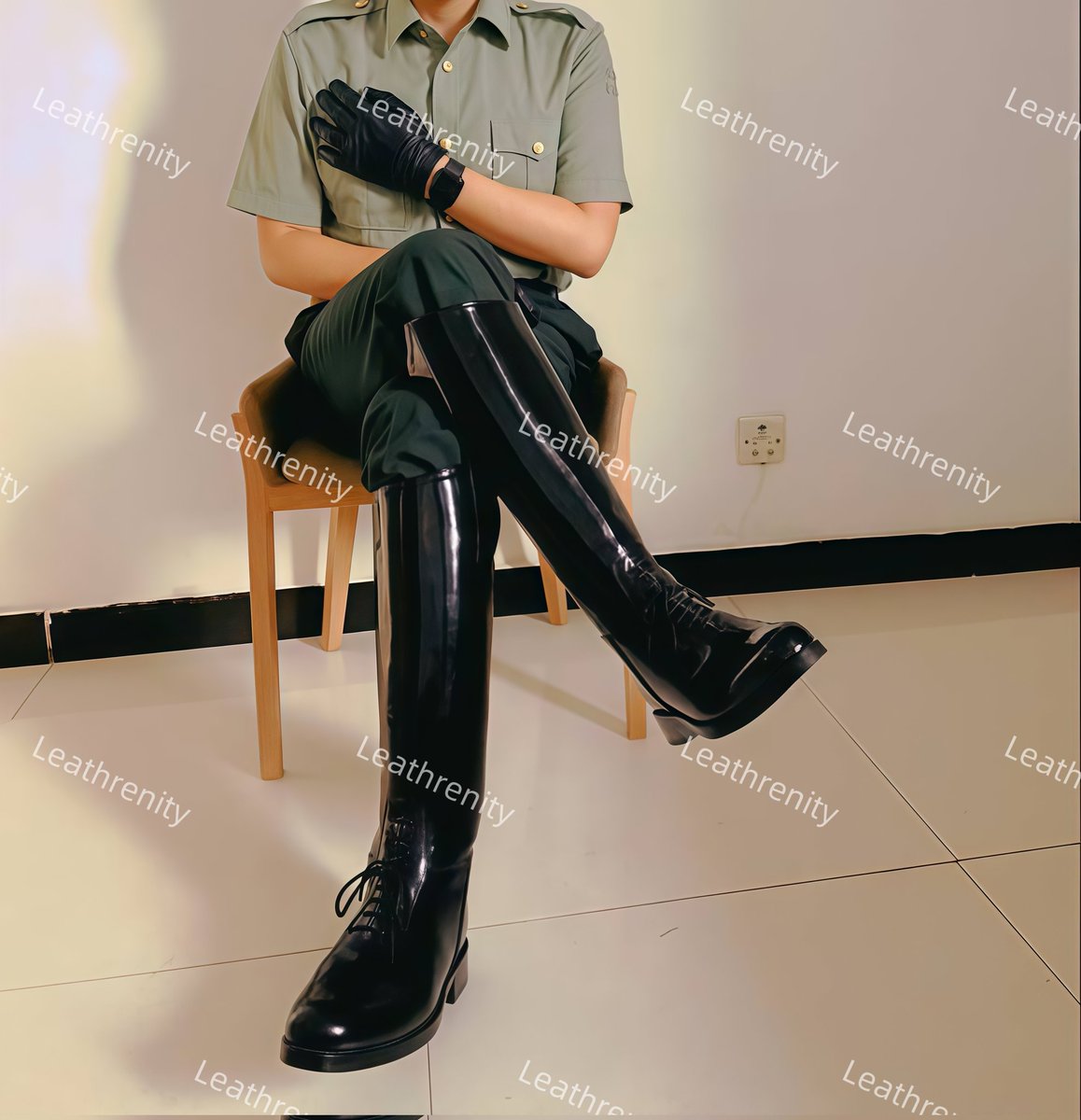 Leathrenity's tweet photo. 老图重发，制服马靴可么~ https://t.co/3noRqagCCN