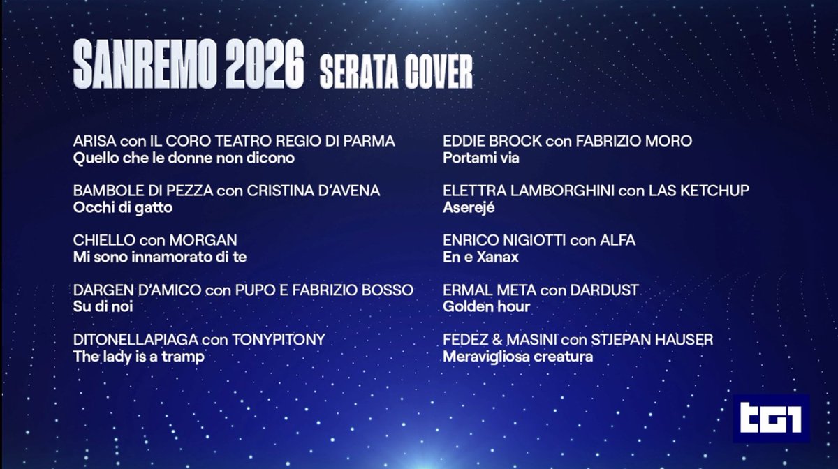 SanremoESC's tweet photo. 🔴 SERATA COVER 2026

#Sanremo2026 https://t.co/CDY1GSWnYE