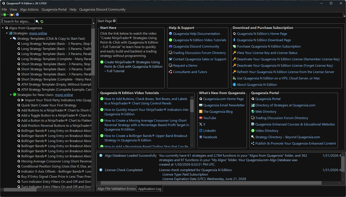 quagensia's tweet photo. New versions of the no-code strategy builders for NinjaTrader &amp; TradeStation from Quagensia have been released with improvements to their Start Page tabs.
https://t.co/V6RPkKhZww
#NinjaTrader #TradeStation #NinjaScript #EasyLanguage https://t.co/rsmIKnJRa2