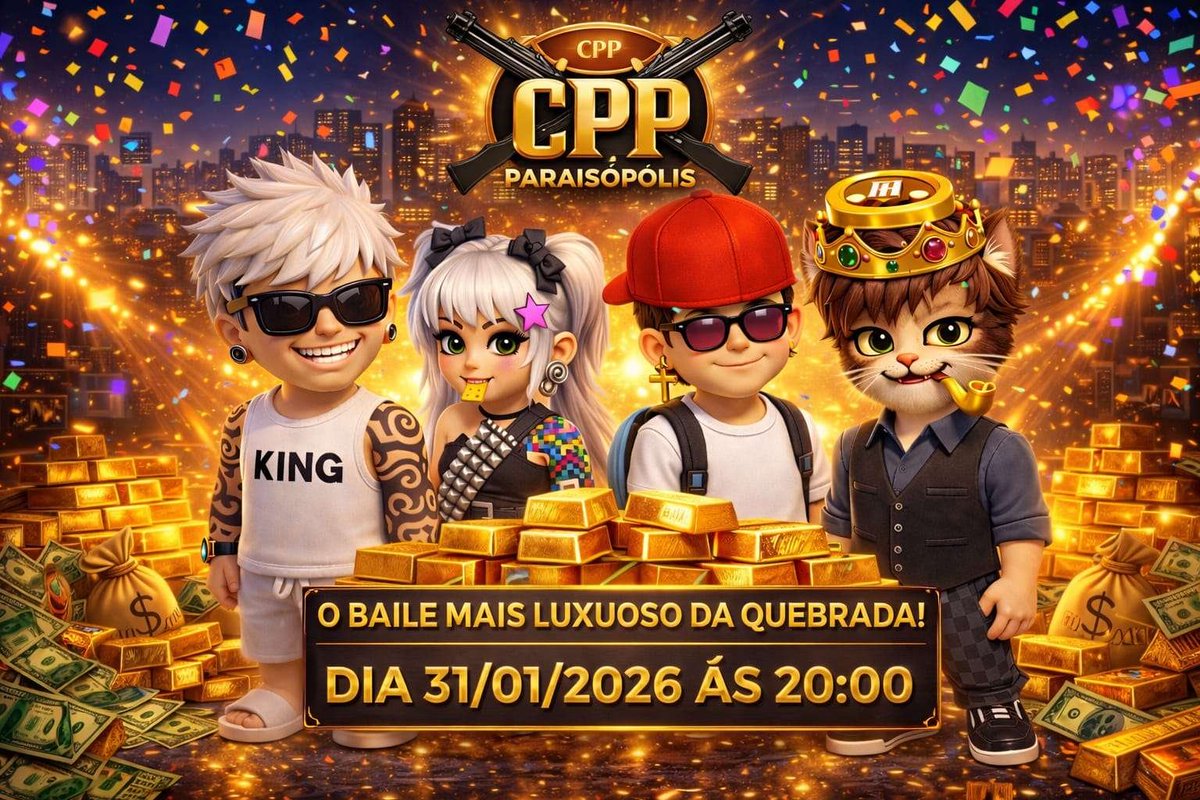 Bailão da CPP Paraisópolis 
Onde o som é pesado e o prêmio é em barra de ouro 1K!

📅 31/01/2026 ⏰ 20h
Quem vive, sabe. Quem vai, lucra.
PARCEIROS: KIHABBO E BOBBAGEM
LOCUÇÃO: RIBEIROMOBI E VOVODEL <a href="/kihabbofs/">Kihabbo ❤️</a> <a href="/BobbagemHB/">Bobbagem</a> 💀